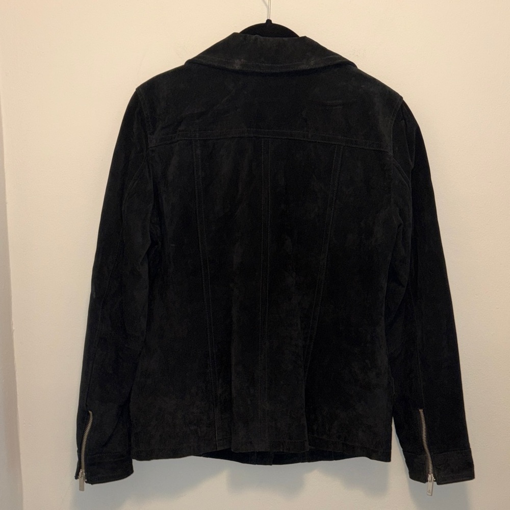 Dennis Basso Black Leather Jacket with Silver Details - Picture 6 of 7